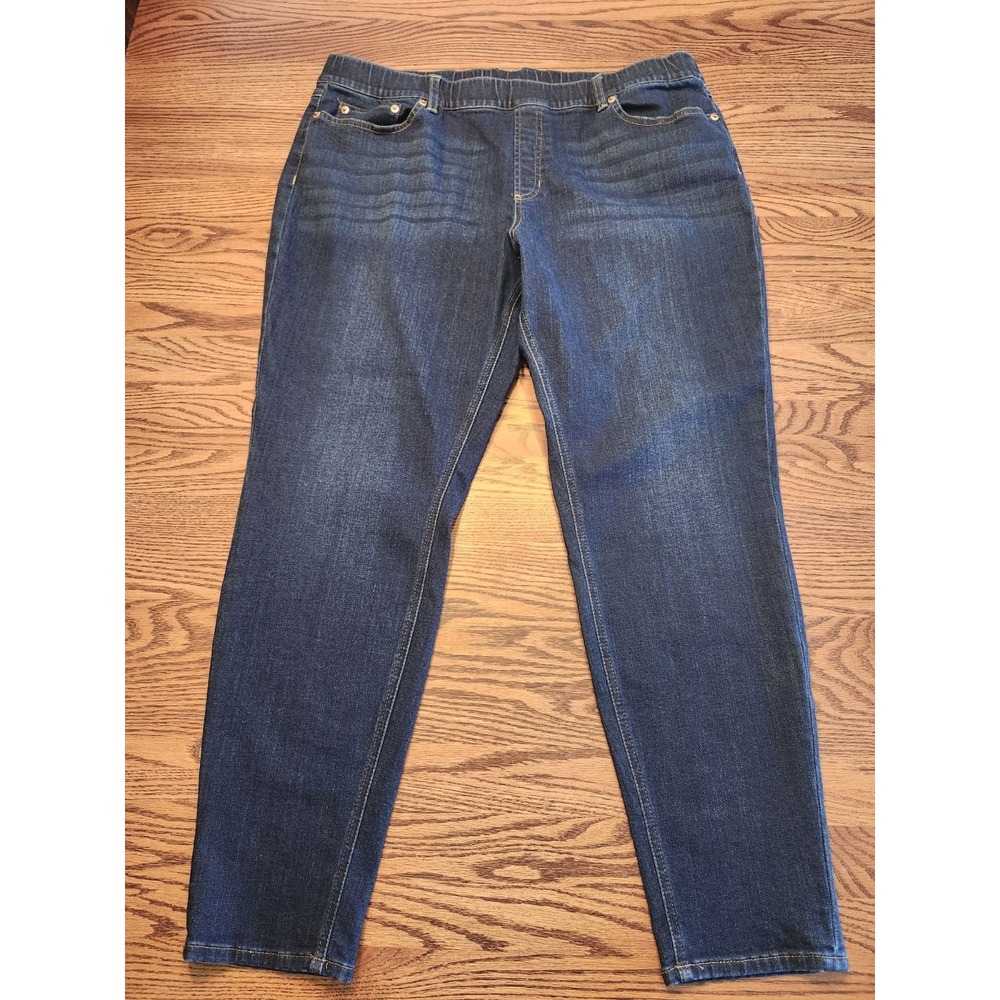 L.L.Bean Jeans BeanFlex Favorite Fit Skinny Leg Womens 18 Petite Pull-On Dk Wash